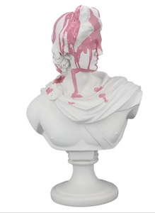 Garden Ornaments Statues: White Apollo Bust W/ Pink Splash