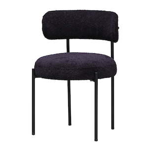 Oscar Boucle Dining Chair - Black