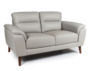 Living: Nebraska 2 Seater Leather Sofa - Pewter