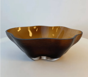 Fleur Decorative Glass Bowl - Amber