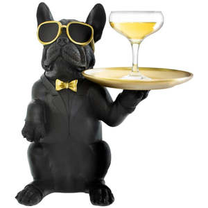 Home Decor: Cool French Bulldog with Glasses Holding Tray