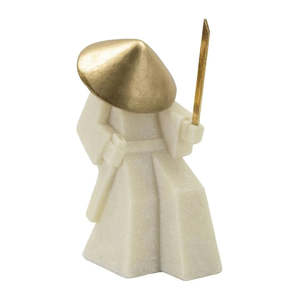 Home Decor: Designer Samurai Figurine - White & Gold - 24cm