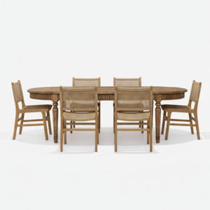 French Provincial Elm Dining Suite - 6 Seater