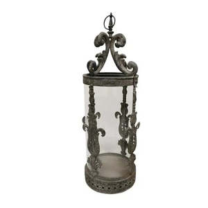 Candle Holders: Metal French Lantern with Glass Insert