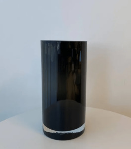 Fleur Cylindrical Glass Vase - Small Obsidian