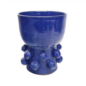 Vases: Terracotta Ball Planter 26cm - Blue
