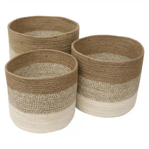 Collectables: Jute Natural/White set/3 Basket