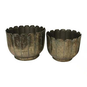 Pots Planters: Gold Metal Planters Set/2