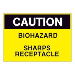 Caution Signs: Caution Biohazard Sharps Receptacle