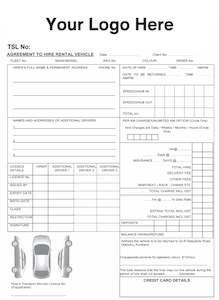 Vehicle Rental Hire Agreement Book