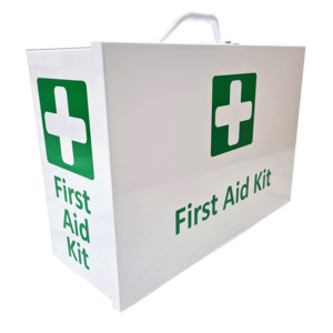 Products: First Aid Metal Box Landscape Large Wall Mountable White Empty - First Aid Kits Online