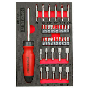 Powerbuilt Tool Boxes Tools: Powerbuilt 38pc Gearless Ratchet Driver and Bits Tray