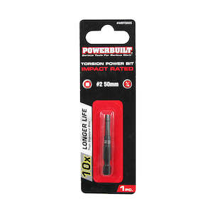 Powerbuilt Screwdrivers 1: Powerbuilt 1/4 Torsion Impact Power Bit - Robertson #2 x 50mm Long