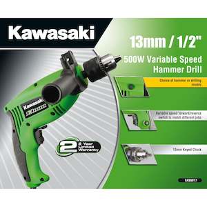 KAWASAKI 13MM 500W VARIABLE SPEED HAMMER DRILL KAWASAKI  SELLOUT!