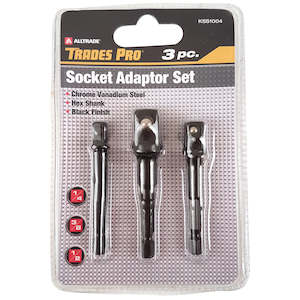 Drive Tools Accessories: Trades Pro 3pc 1/4, 3/8, 1/2 Dr Socket Adaptor Set with Shank