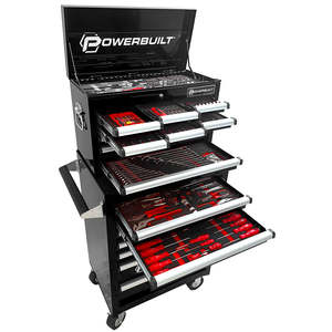 Powerbuilt 294pc Black Tool Chest, Roller Cabinet & Assorted Tools