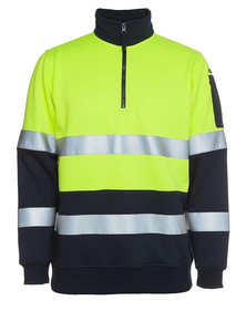 Hi Vis (D+N) Biomotion 1/2 Zip Fleecy Sweat with Reflective Tape by JB’s