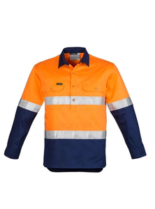 Hi Vis Mens Closed Front Hoop Tape Long Sleeve Shirt by Syzmik