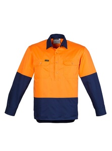 Hi Vis Mens Closed Front Long Sleeve Shirt by Syzmik