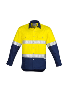 Hi Vis Mens Spliced Industrial Hoop Taped Long Sleeve Shirt by Syzmik