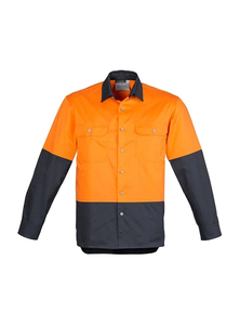 Hi Vis Mens Spliced Industrial Long Sleeve Shirt by Syzmik