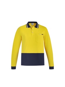 Hi Vis Cotton Mens Long Sleeve Polo by Syzmik