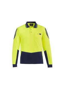 Hi Vis Flux Mens Long Sleeve Polo by Syzmik