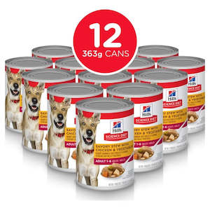 Onsale: Hills Science Diet Adult Savory Stew Chicken & Vegetables Canned Wet Dog Food 363g x 12 Tray