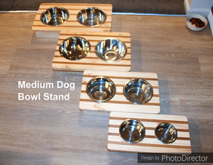Products: Small Dog Bowl Stand made from Kwila and pinus radiata Woodnbits