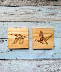 Serving Platters: Wooden Coasters - Mallards