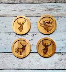 Serving Platters: Bamboo Stag Coaster 4 piece set