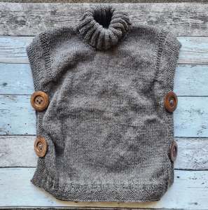 Knitware: Natural Wool - Rolled Neck Vest