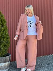Soprano Relaxed Palazzo Pants - Dusky Rose