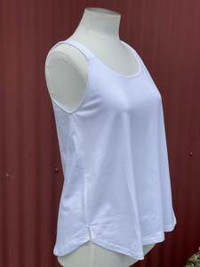 Cashews Fashion Collection Made: Curved Hem Singlet -White