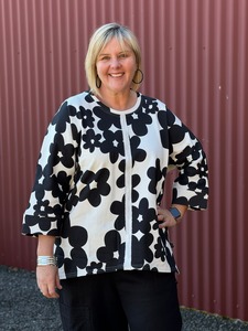 Deanne Hobbs Fashion Collection Nz Designed: Max Sweater | Inkblot Floral Noir