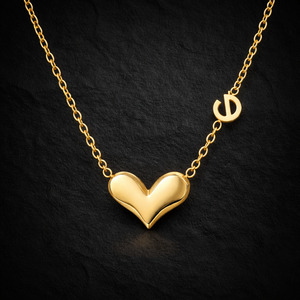 Onyx Gold Heart Necklace