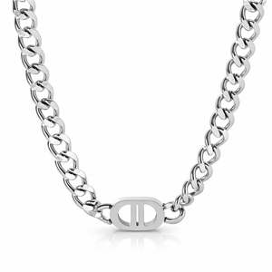 Jewellery: Onyx Icon Silver Cuban Chain Necklace