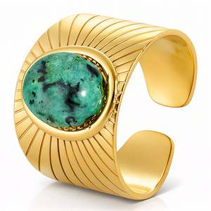 Onyx Verde Sunburst Adjustable Ring