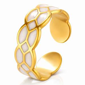 Jewellery: Onyx Ivory Mosaic Adjustable Ring