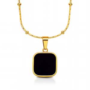 Onyx Noir Square Pendant Necklace