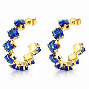Onyx Cobalt Prism Hoop Earrings