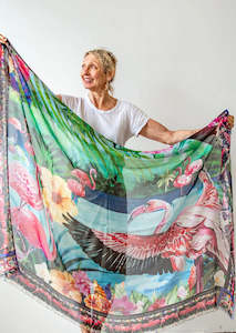 Scarves: Love's Pure Light Scarf D-429 Lola and Gigi- The Flame Of Flamingo Faith- Party Like A Flamingo Scarf