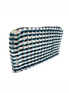 Handbags: Escama Studio Chica Rosa Mini Clutch With Wrist Strap - Teal