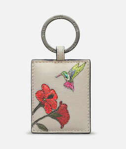 Keyrings: Yoshi Hummingbird Grey Appliqued Leather Keyring - YKR HMB 46