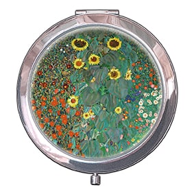 Cosmetic Mirrors: Garden with Sunflowers - Klimt Pocket Mirror