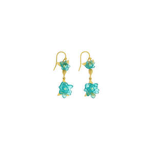Michael Vincent Michaud: Michael Vincent Michaud Dahlias Double Flower Wire Earrings - 1307B Aqua