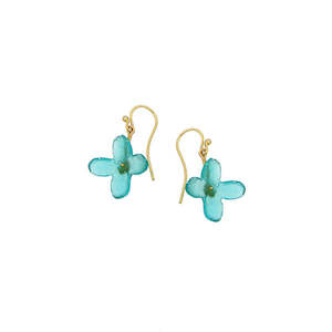 Michael Vincent Michaud: Michael Vincent Michaud Hydrangea Single Drop Wire Earrings - 1285B Aqua