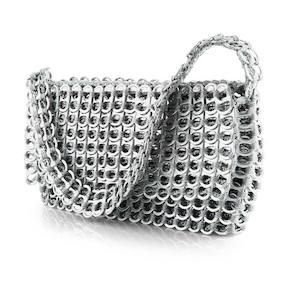 Escama Studio: Escama Studio Francisca Clutch/Shoulder Bag - Silver/Gray