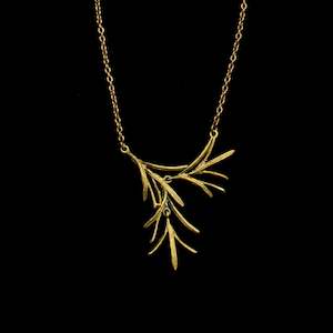 Michael Michaud Dainty Rosemary Leaf Pendant On Adjustable Chain - 9264BZ