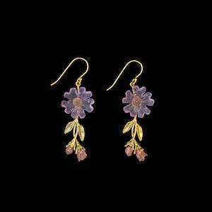 Michael Michaud: Michael Michaud Phlox Wire 2-Drop Earrings - 3794BZ Purple